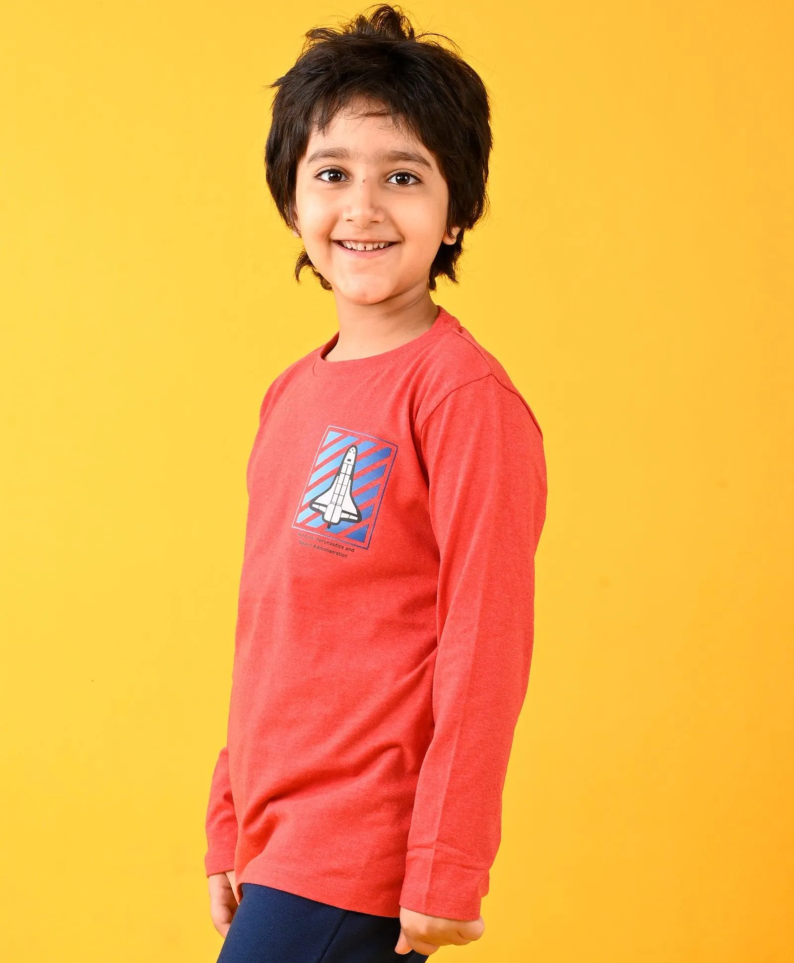 AERONAUTICS RED LONG SLEEVES T-SHIRT - RED