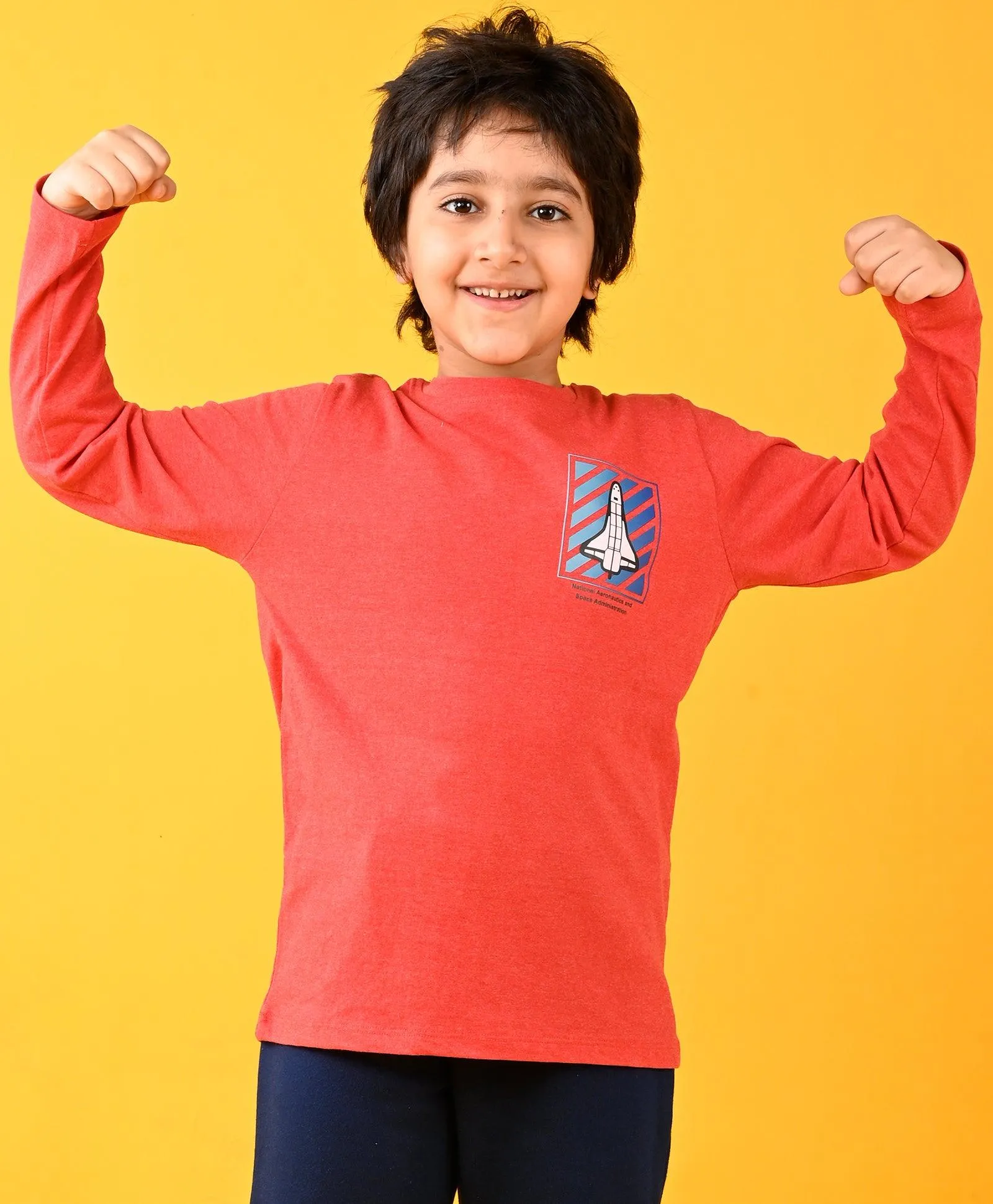 AERONAUTICS RED LONG SLEEVES T-SHIRT - RED
