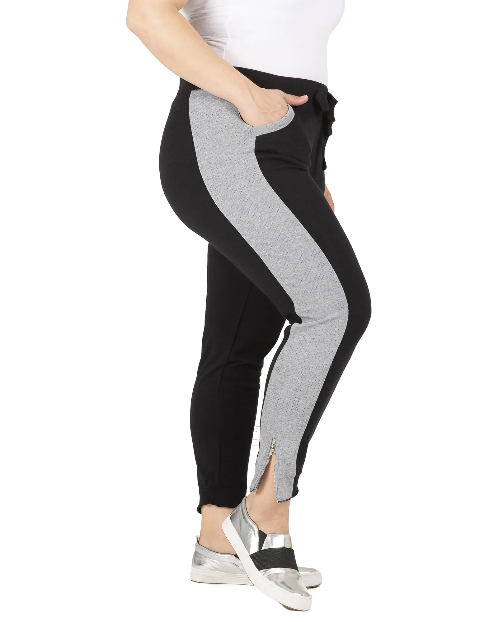 Alice Contrast Panel Jogger Pants | BLACKGREY
