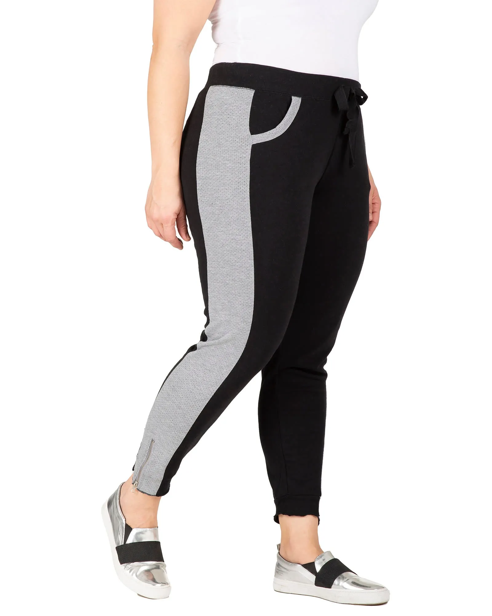 Alice Contrast Panel Jogger Pants | BLACKGREY
