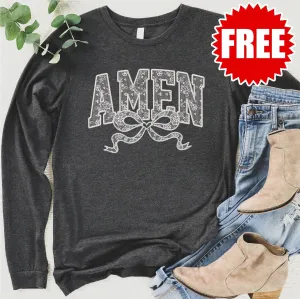 Amen Bow Long Sleeve - Heather Charcoal