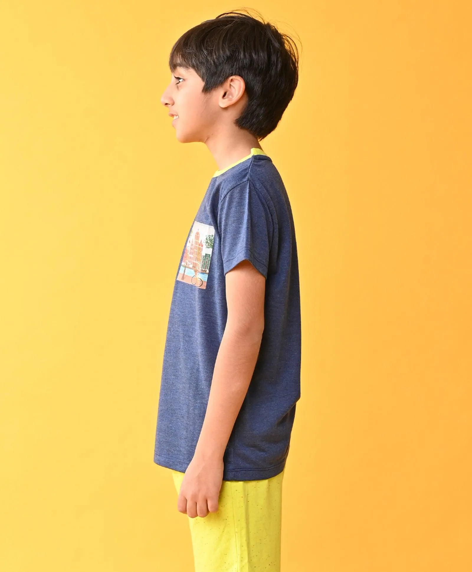 AMSTERDAM NAVY BLUE SHORT SLEEVE BOYS T-SHIRT - NAVY