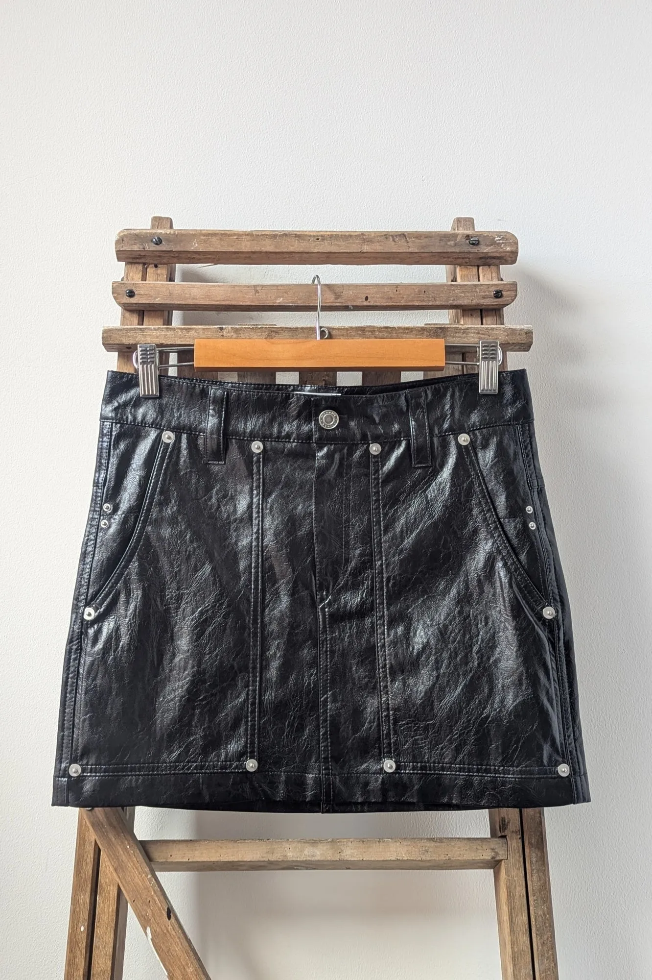 Anais Faux-Leather Black Mini Skirt