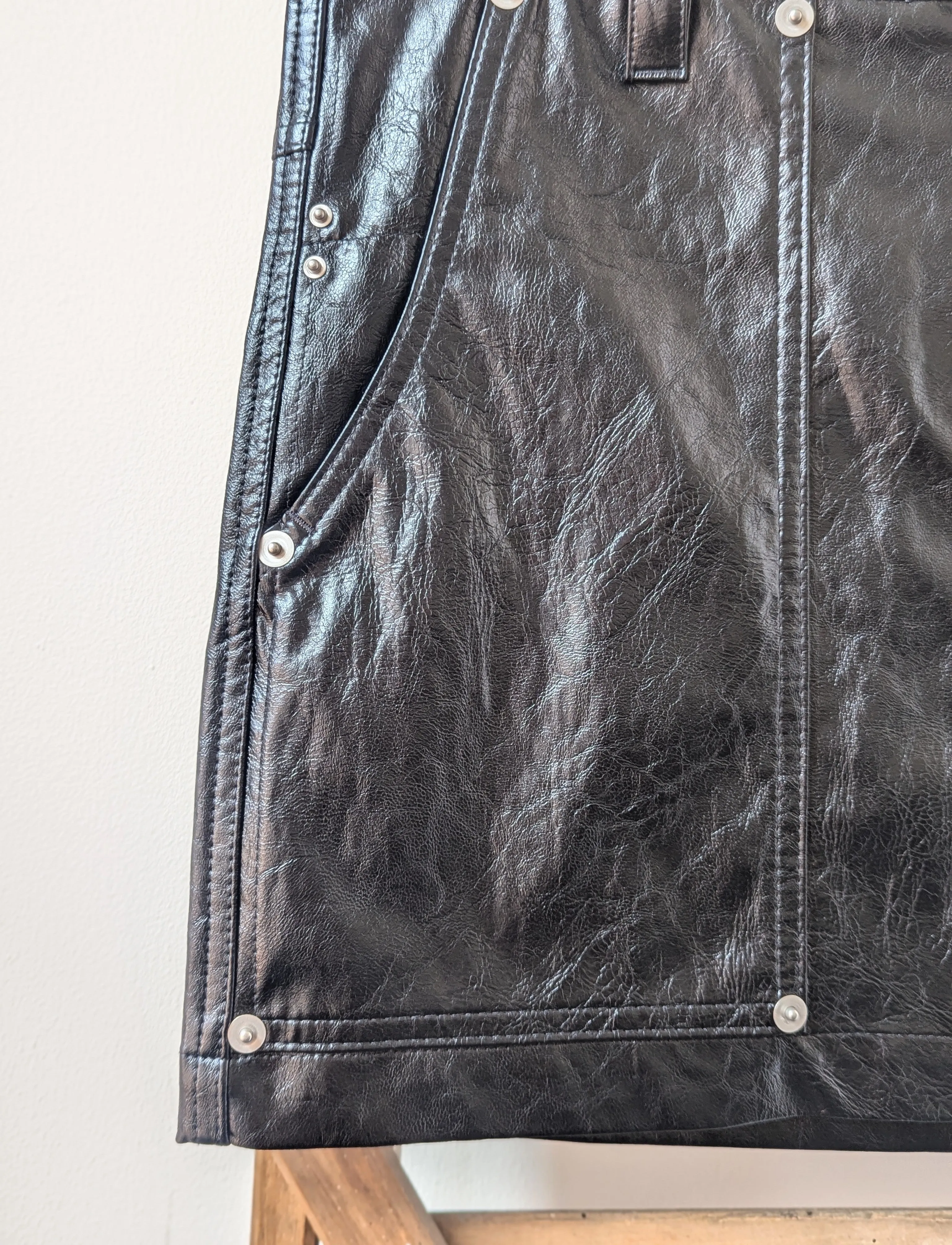 Anais Faux-Leather Black Mini Skirt