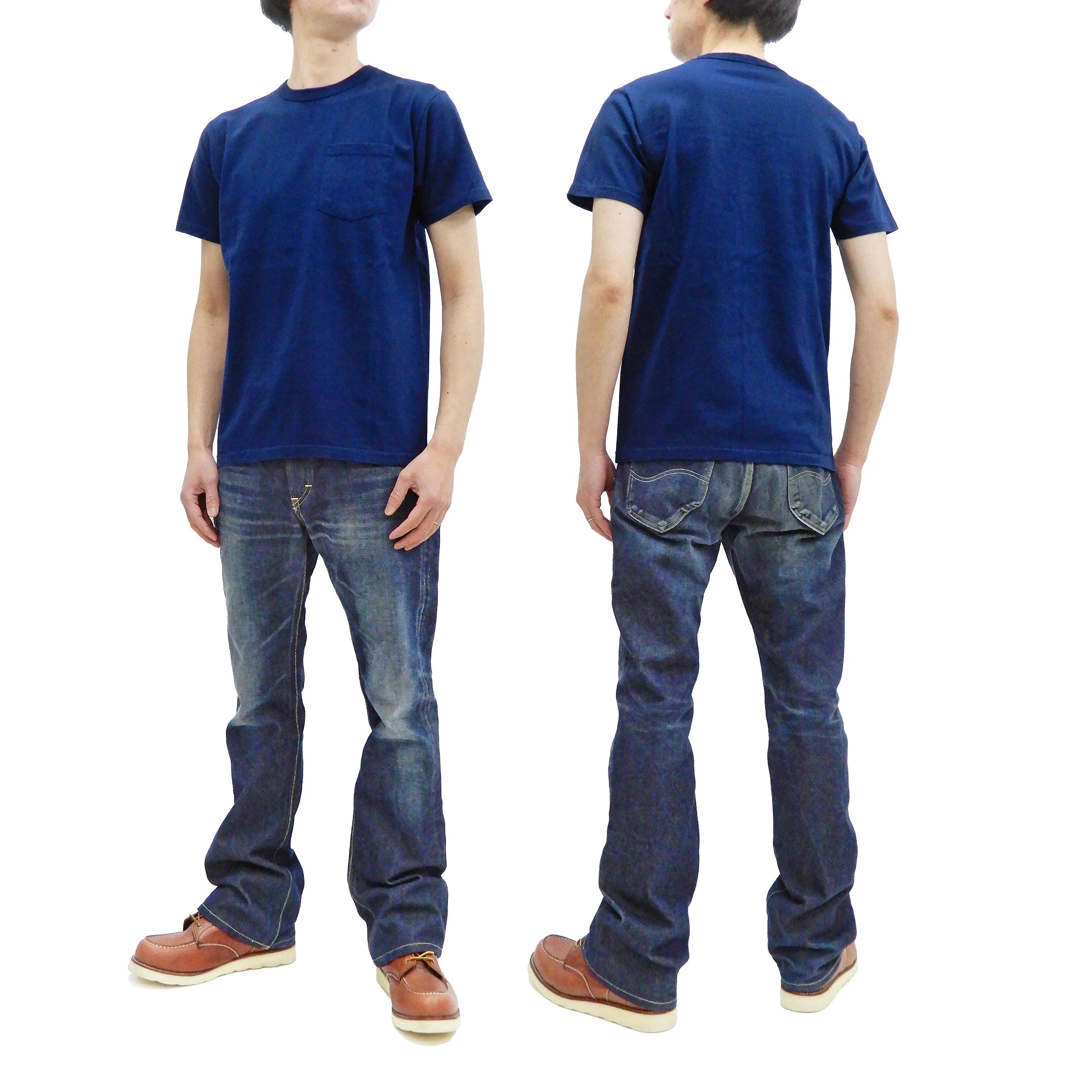 Buzz Rickson T-shirt Men's Short Sleeve Loopwheel Plain Pocket Tee BR78711 Navy-Blue