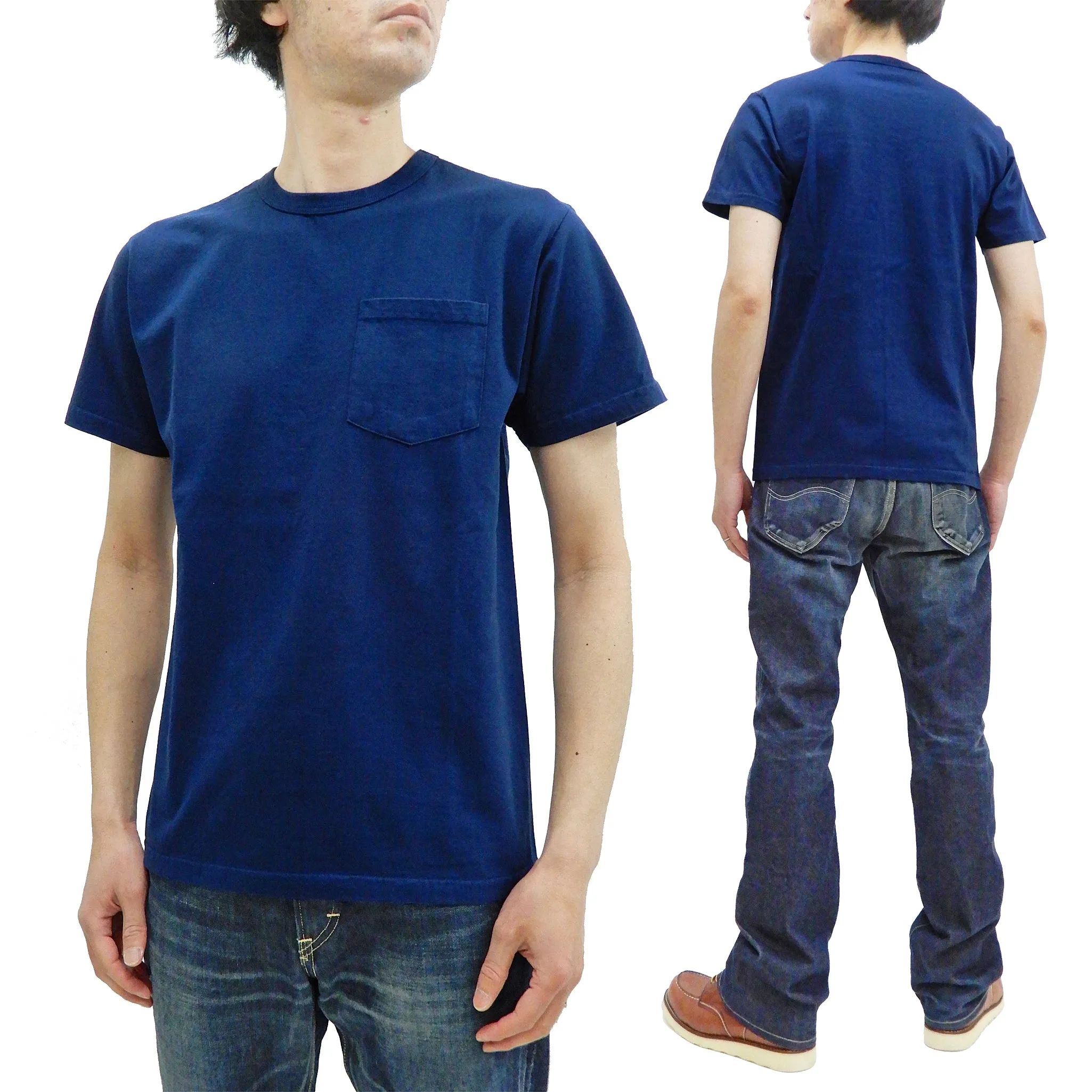 Buzz Rickson T-shirt Men's Short Sleeve Loopwheel Plain Pocket Tee BR78711 Navy-Blue