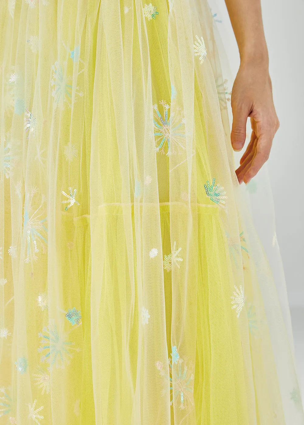 Chic Yellow Dandelion Embroideried Wear On Both Sides Tulle Skirts Summer LY6075