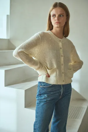 Coco Sequin Cardigan  <br> -WHT-