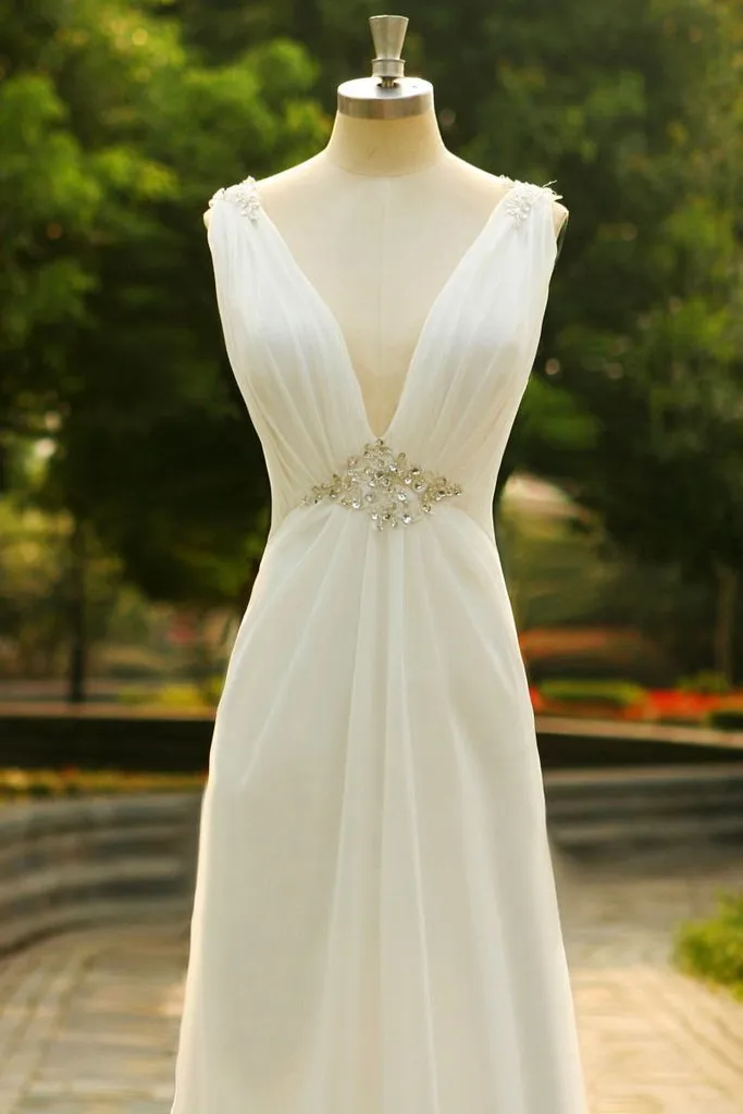 Deep V-neck Long Simple Cheap Elegant Prom Dresses PFP1241