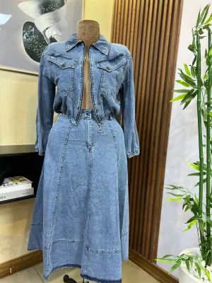 Denim Co-Ord Set (Cropped Jacket & A-Line Skirt)