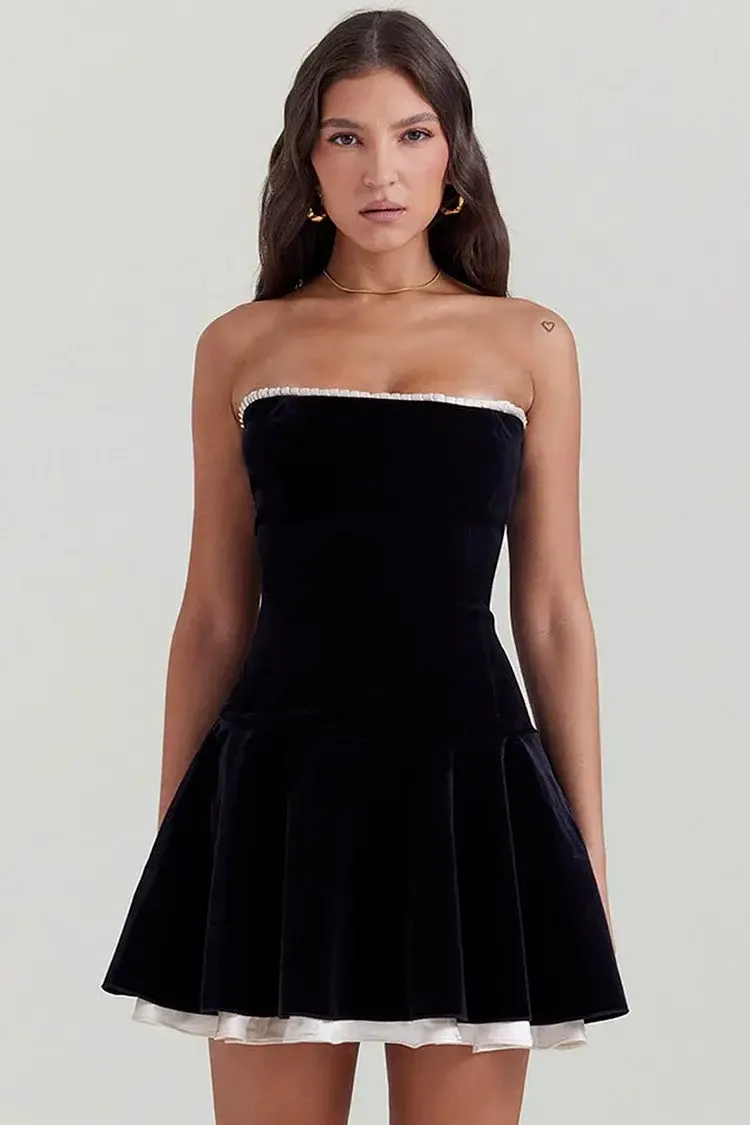 Elegant A-line Velvet Mini Dress - Milla