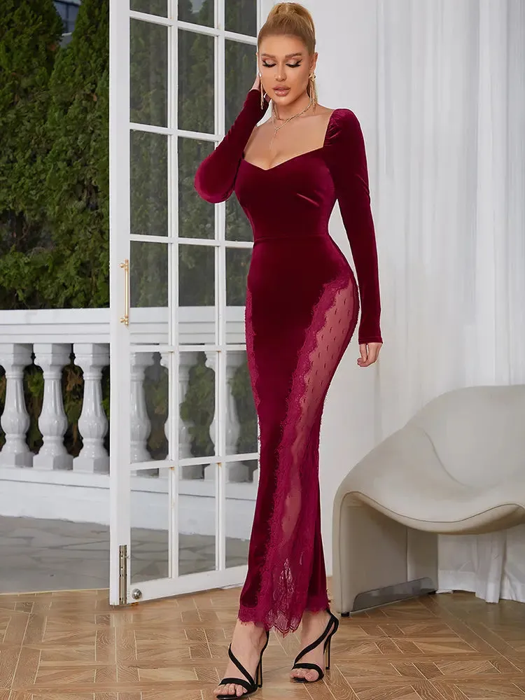 Elegant Lace Long Evening Dress