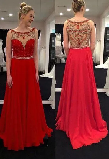 Elegant Long Prom Dresses with Rhinestones