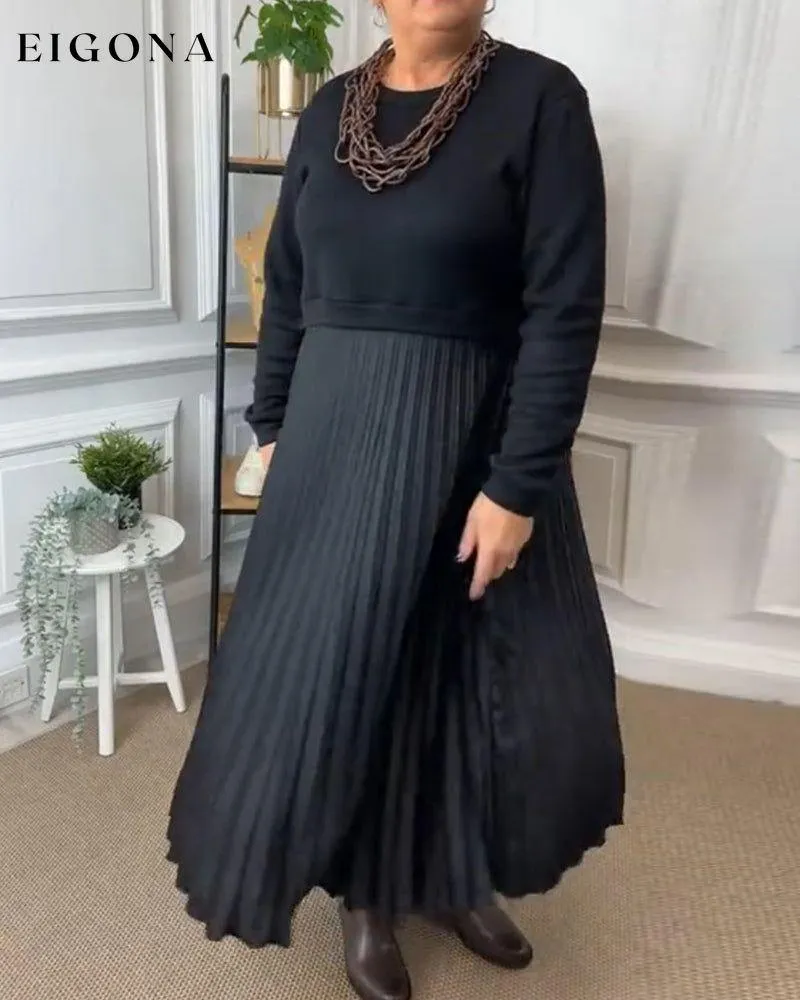 Elegant Round Neck Patchwork Dress