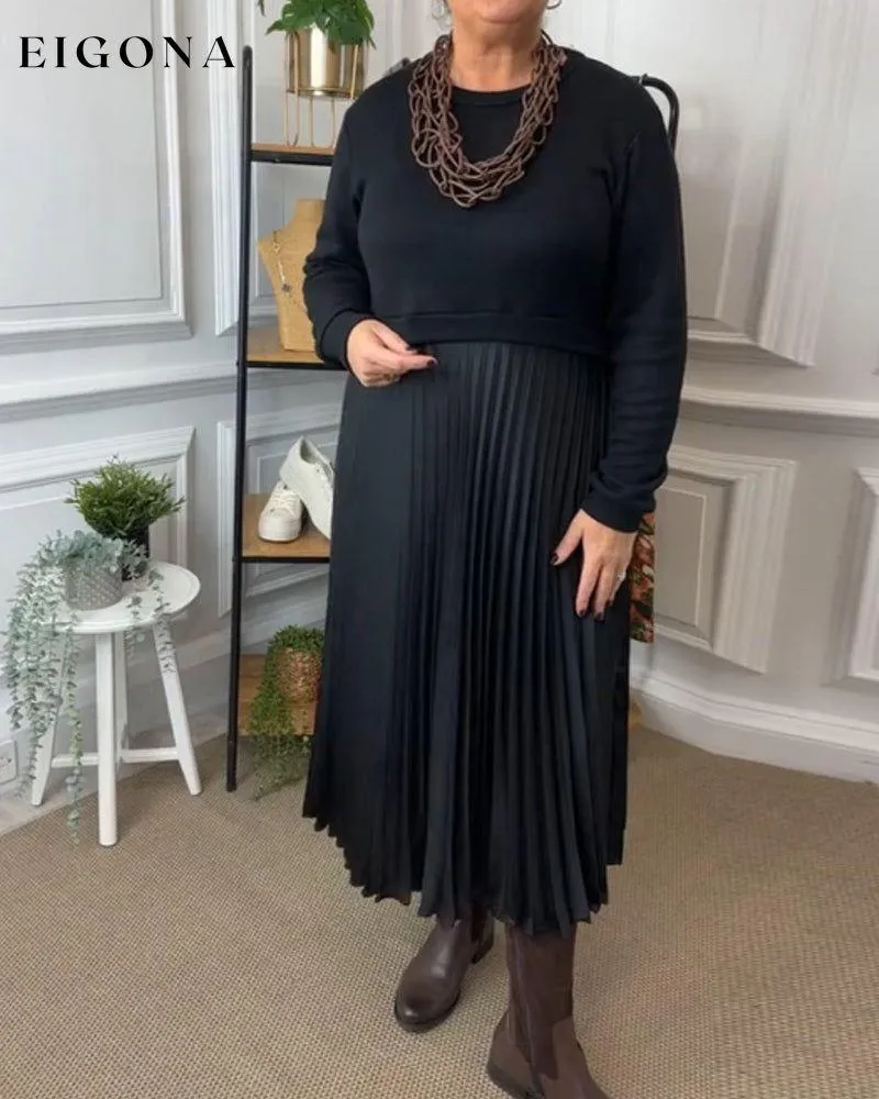 Elegant Round Neck Patchwork Dress
