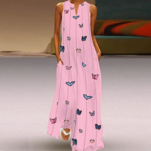 Elegant Sleeveless  Maxi Dress With Pockets