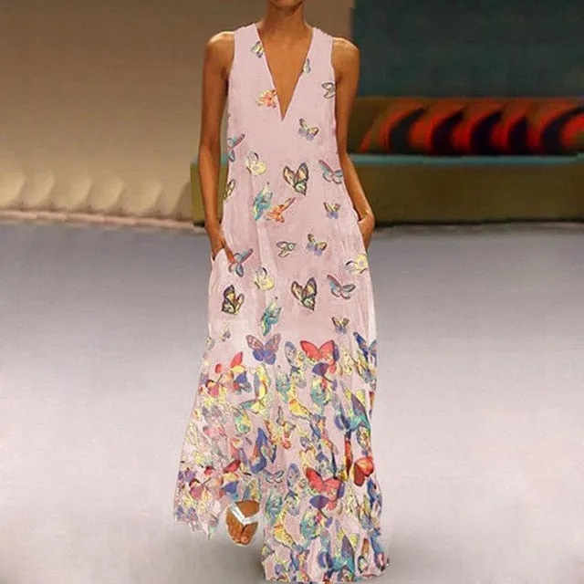 Elegant Sleeveless  Maxi Dress With Pockets
