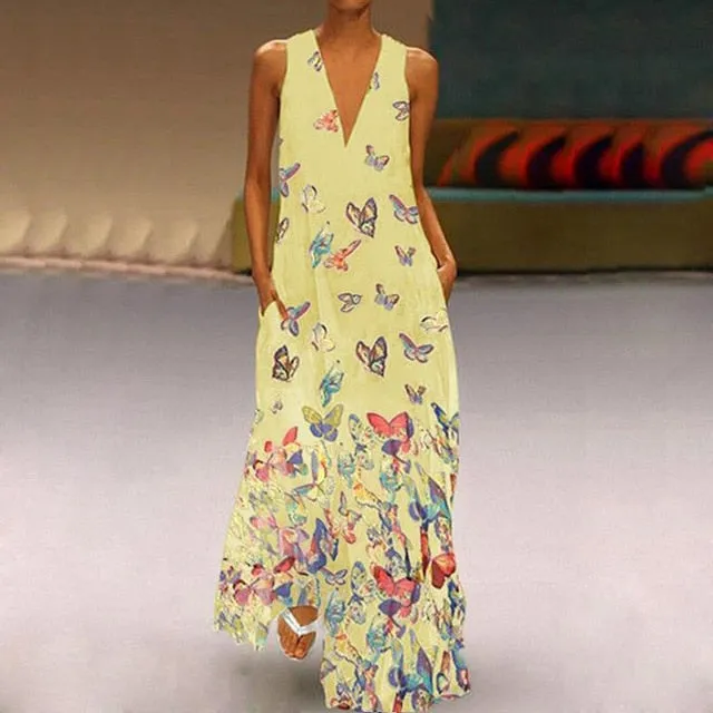 Elegant Sleeveless  Maxi Dress With Pockets