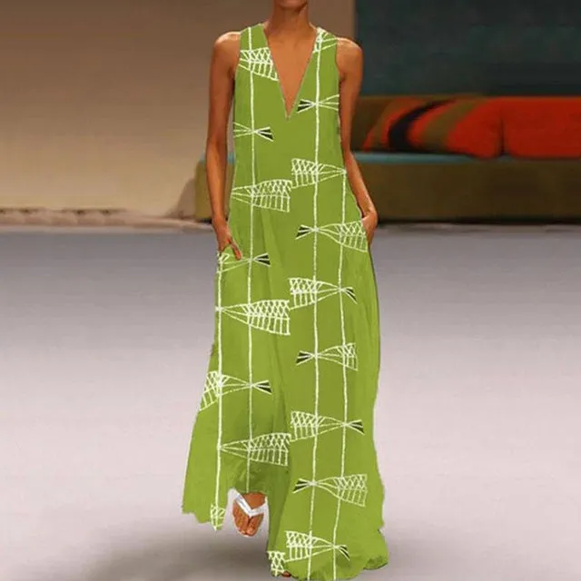 Elegant Sleeveless  Maxi Dress With Pockets