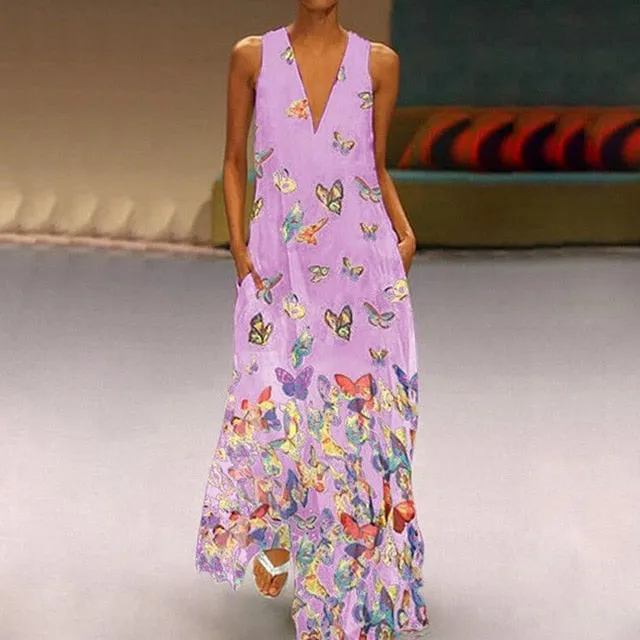 Elegant Sleeveless  Maxi Dress With Pockets