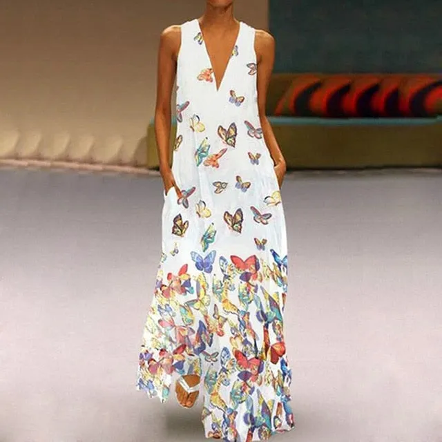 Elegant Sleeveless  Maxi Dress With Pockets