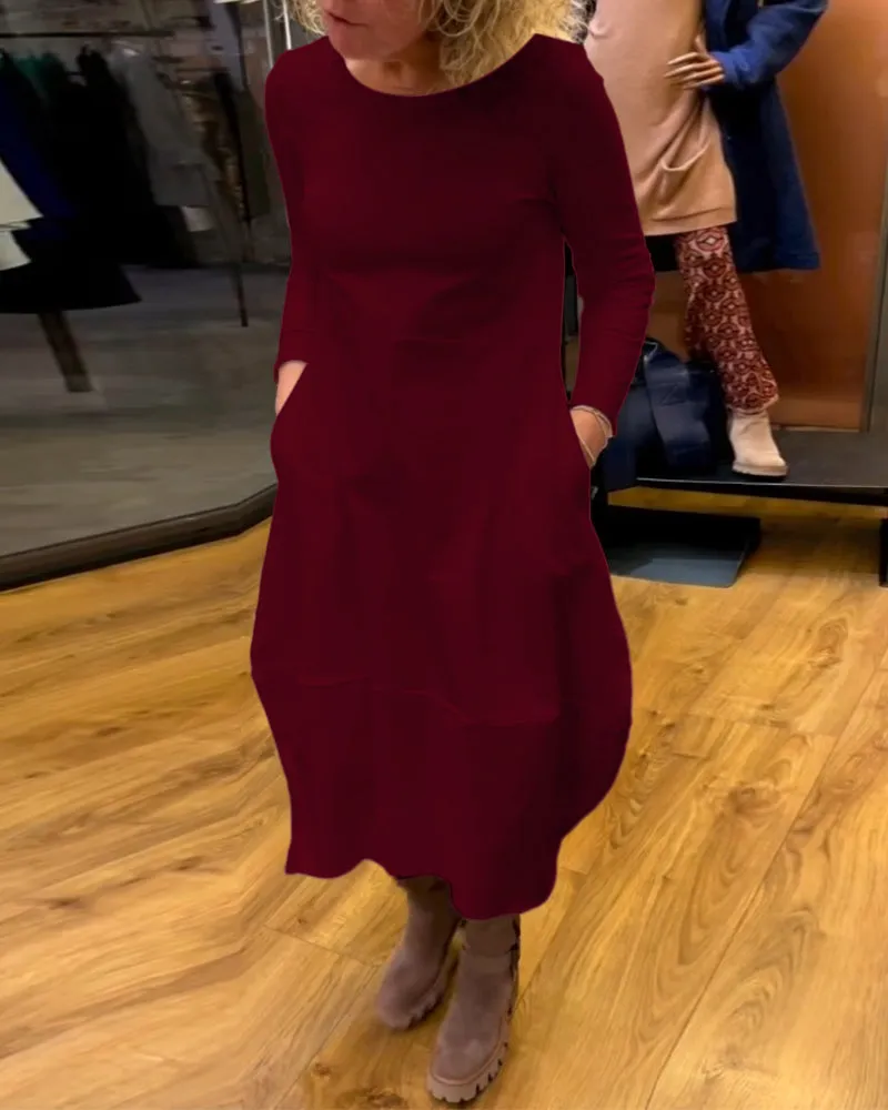 Elegant Solid Color Dress