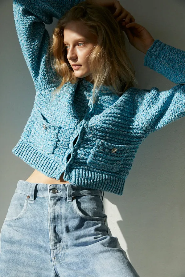 Emani Cotton-blend Cardigan  <br> -BLU-