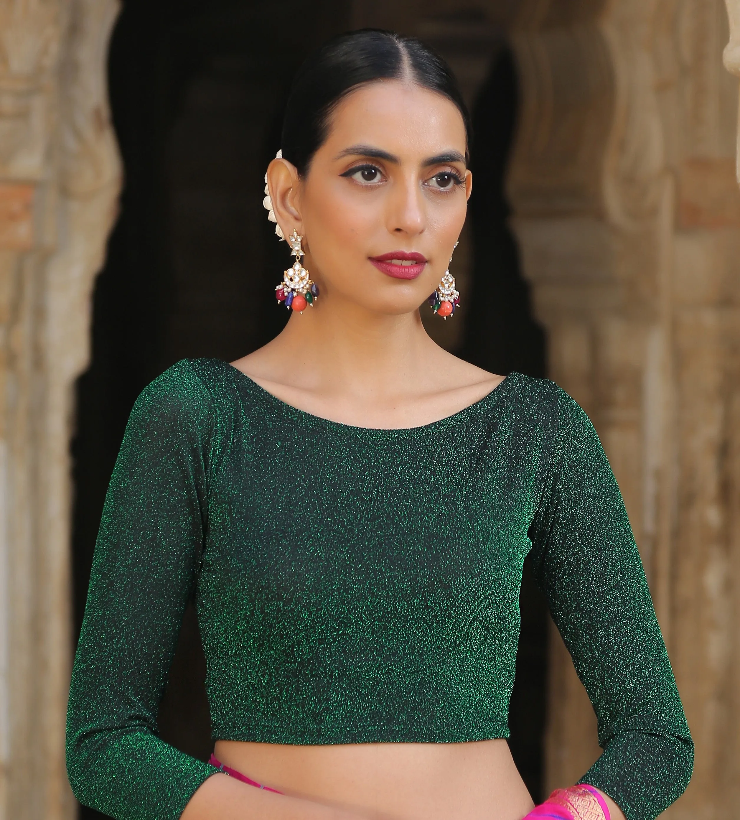 Emerald Shine Stretchy Blouse