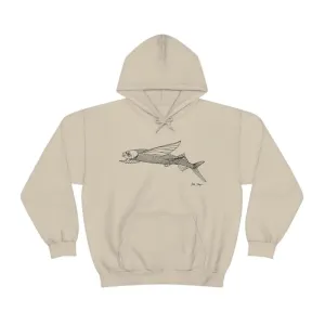 Flying Fish Drawing Warm Hoodie