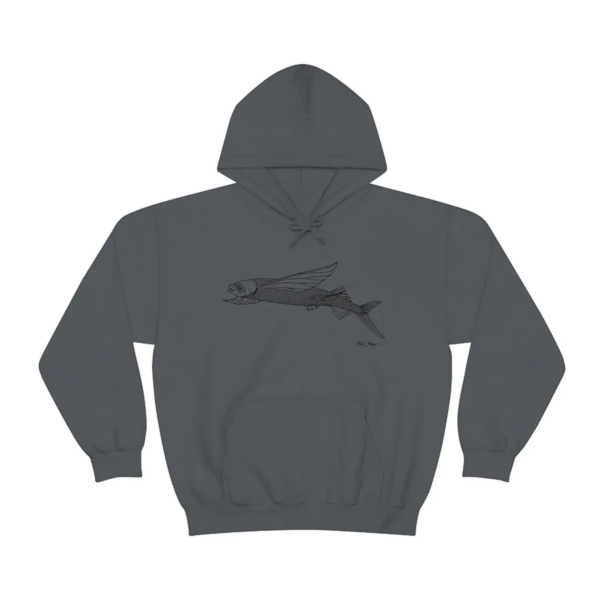 Flying Fish Drawing Warm Hoodie