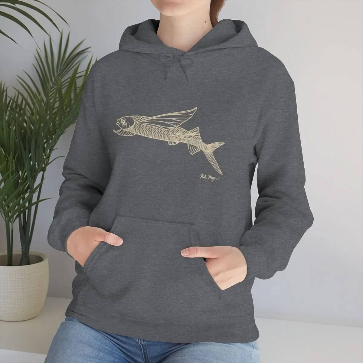Flying Fish Drawing Warm Hoodie