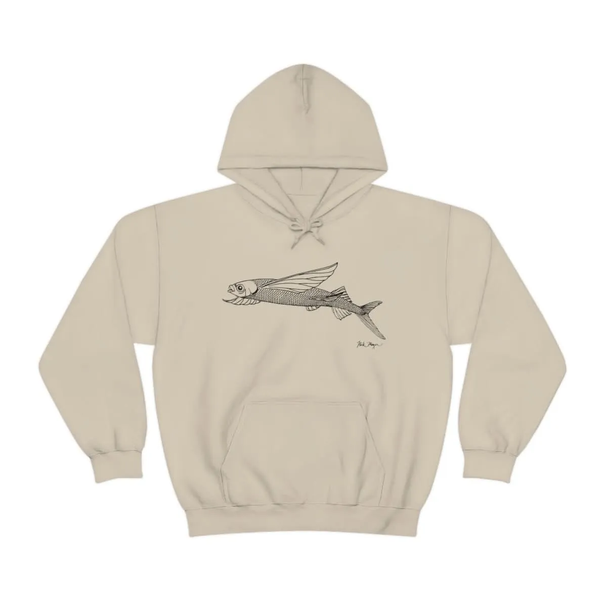 Flying Fish Drawing Warm Hoodie