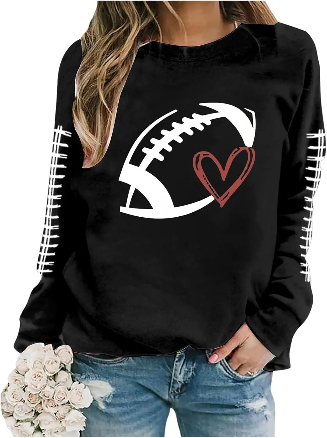 Game Day Sweatshirts For Women Teen Girls Funny Football Season Casual Comfort Pullover Tops Crewneck Shirts