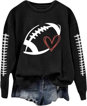 Game Day Sweatshirts For Women Teen Girls Funny Football Season Casual Comfort Pullover Tops Crewneck Shirts