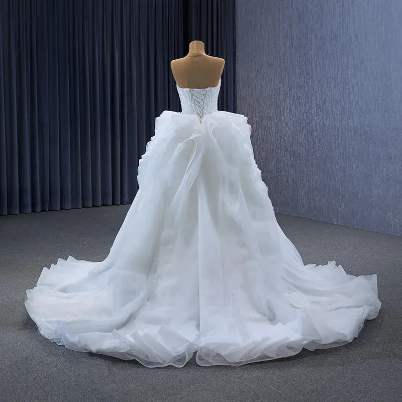 Gorgeous Elegant Beaded Fishtail Scoop Full Sleeves Backless Wedding Gown