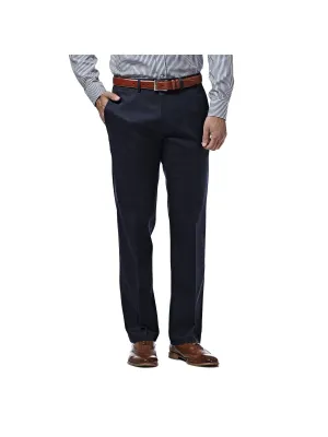 Haggar Mens Straight fit Casual Pants 40 / 30 Navy Blue Solid