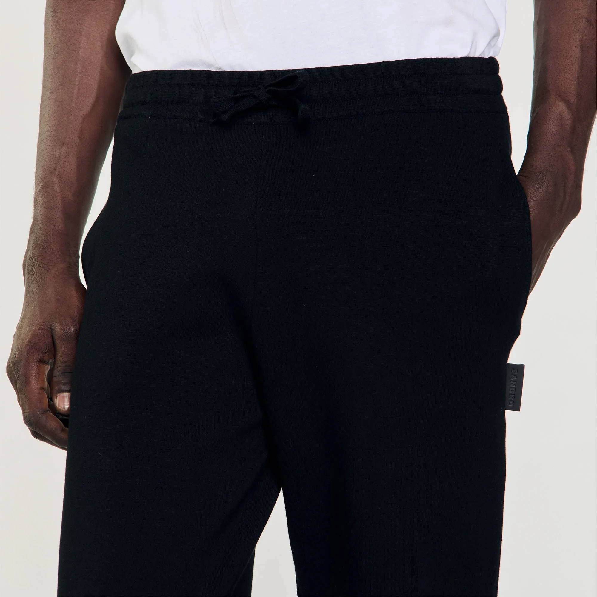 Home Jogging Patch En Cuir Knit Jogging Bottoms Black