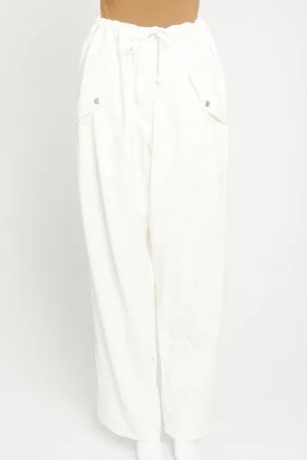 Ivory Cotton Drawstring Waist Preowned Casual Trousers
