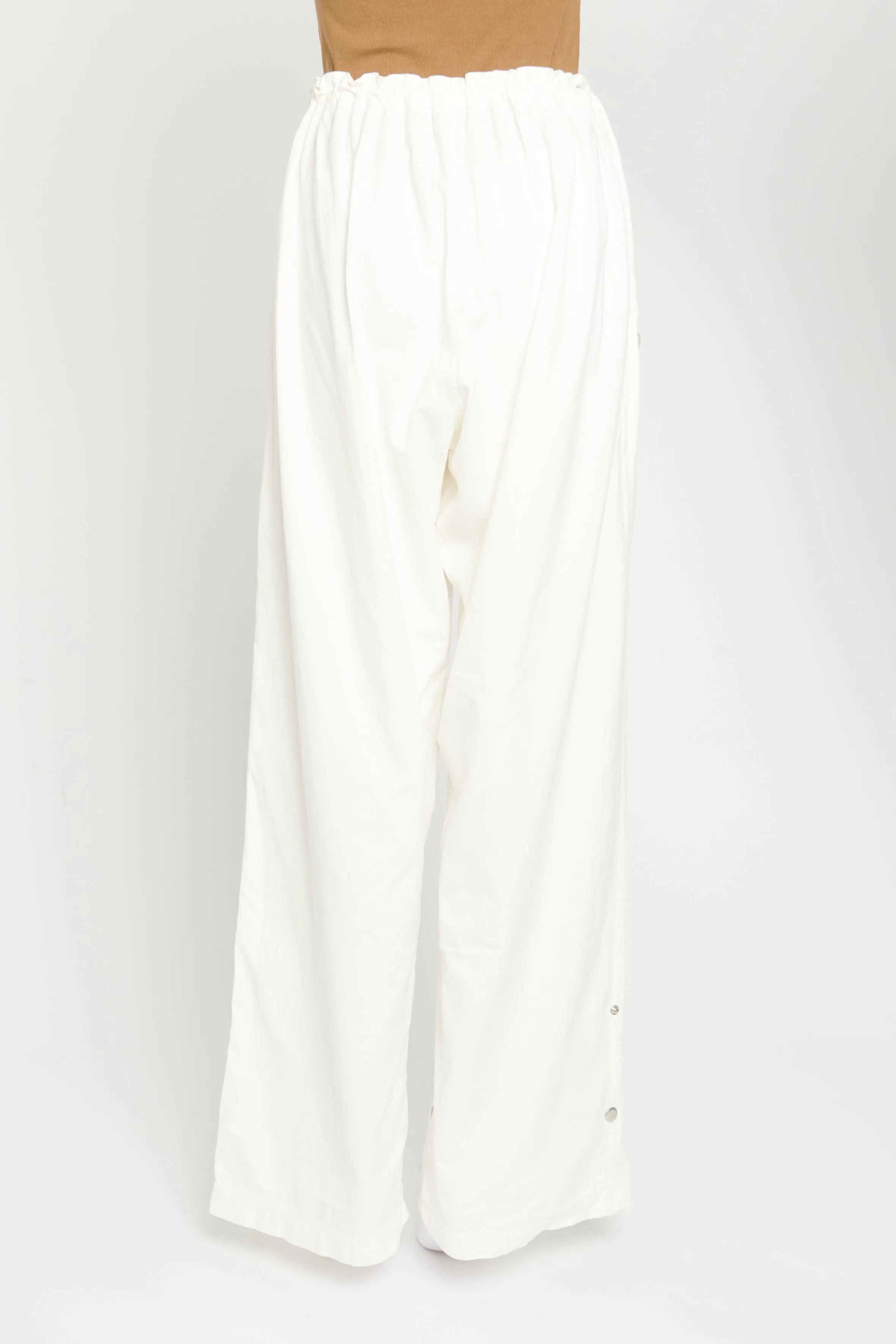 Ivory Cotton Drawstring Waist Preowned Casual Trousers