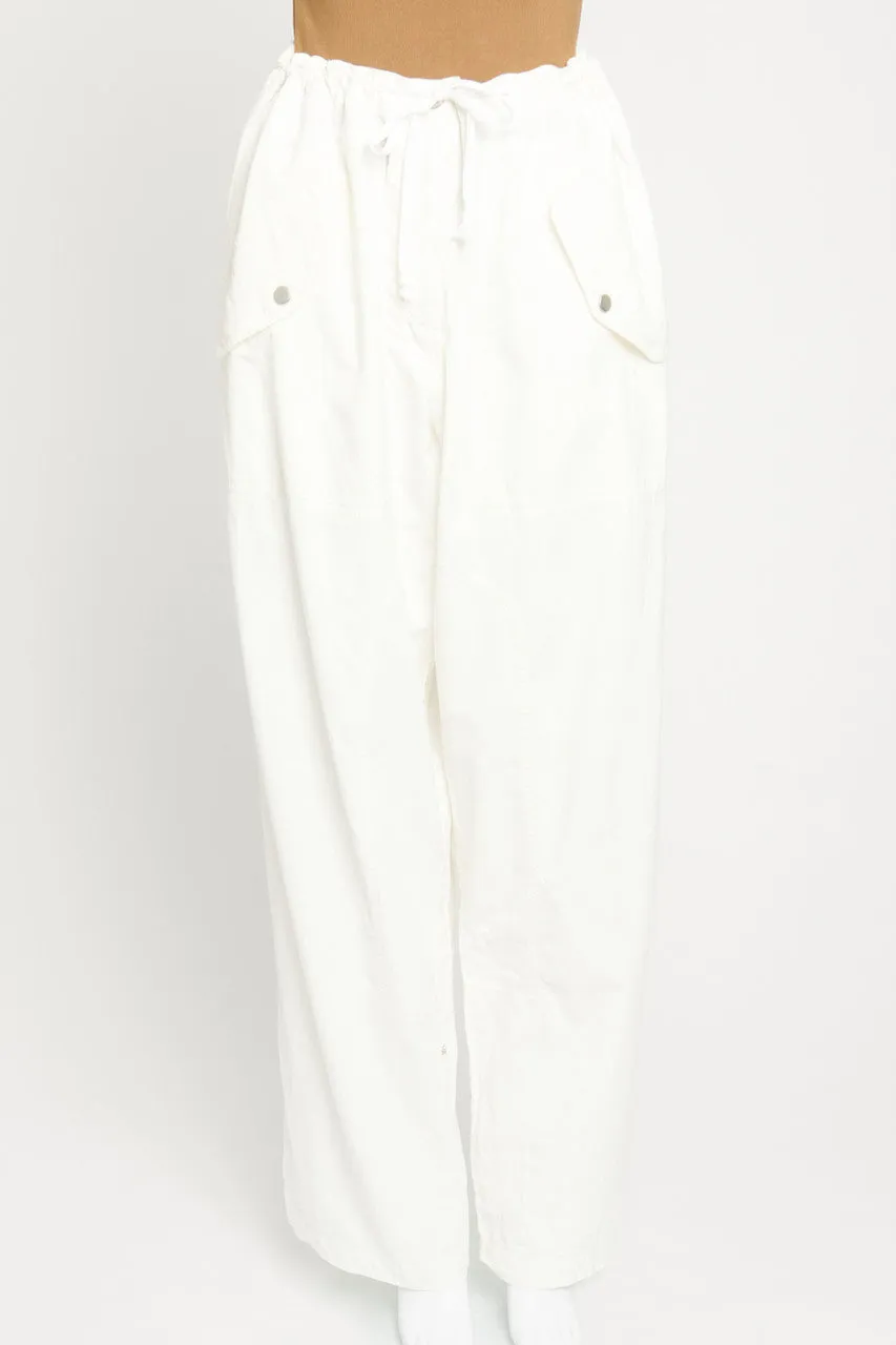 Ivory Cotton Drawstring Waist Preowned Casual Trousers