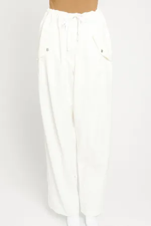 Ivory Cotton Drawstring Waist Preowned Casual Trousers