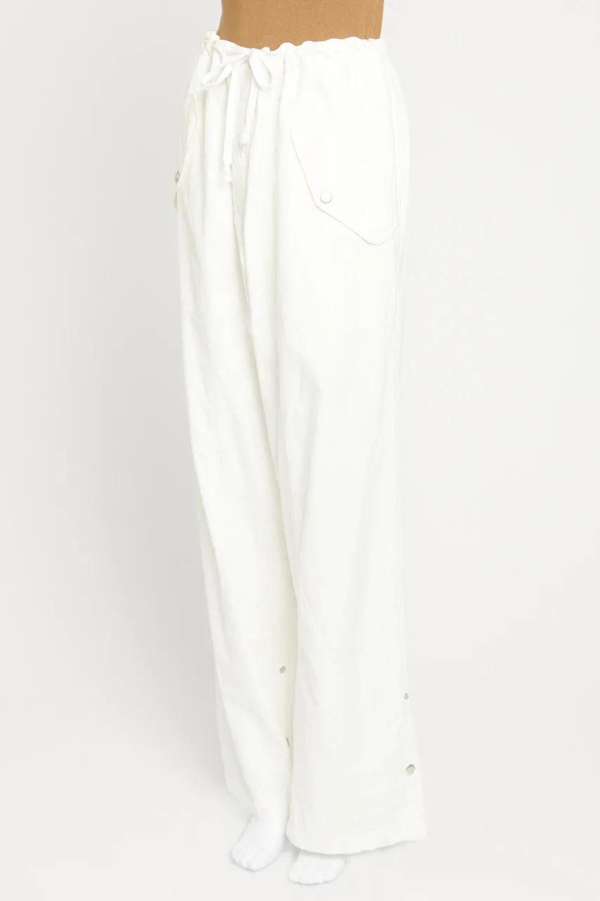 Ivory Cotton Drawstring Waist Preowned Casual Trousers