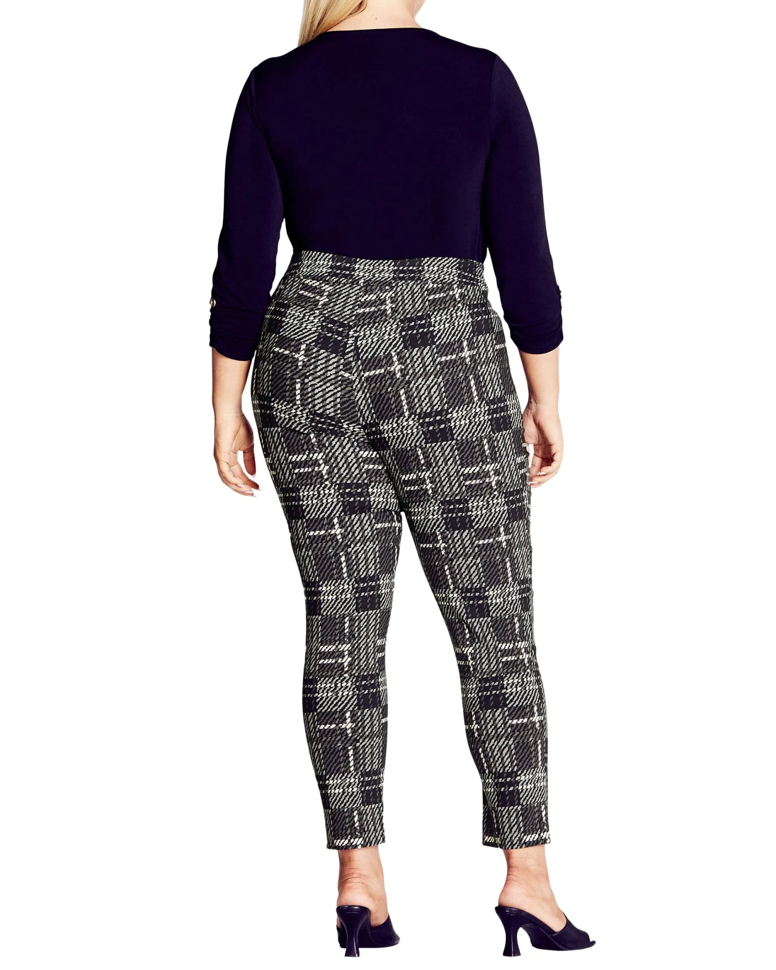 Jemma Check Pant | Charcoal Grey / White