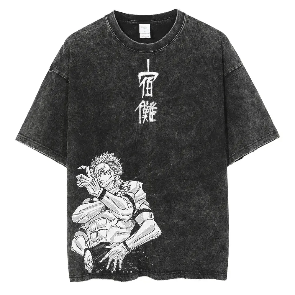 [KUJO] "Cursed King" Vintage Oversized T Shirt