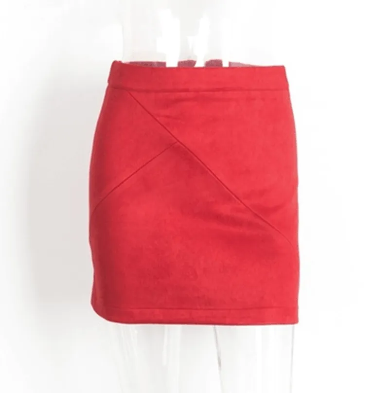 Ladies Leather Suede Pencil Skirt Bodycon Short Skirts Women