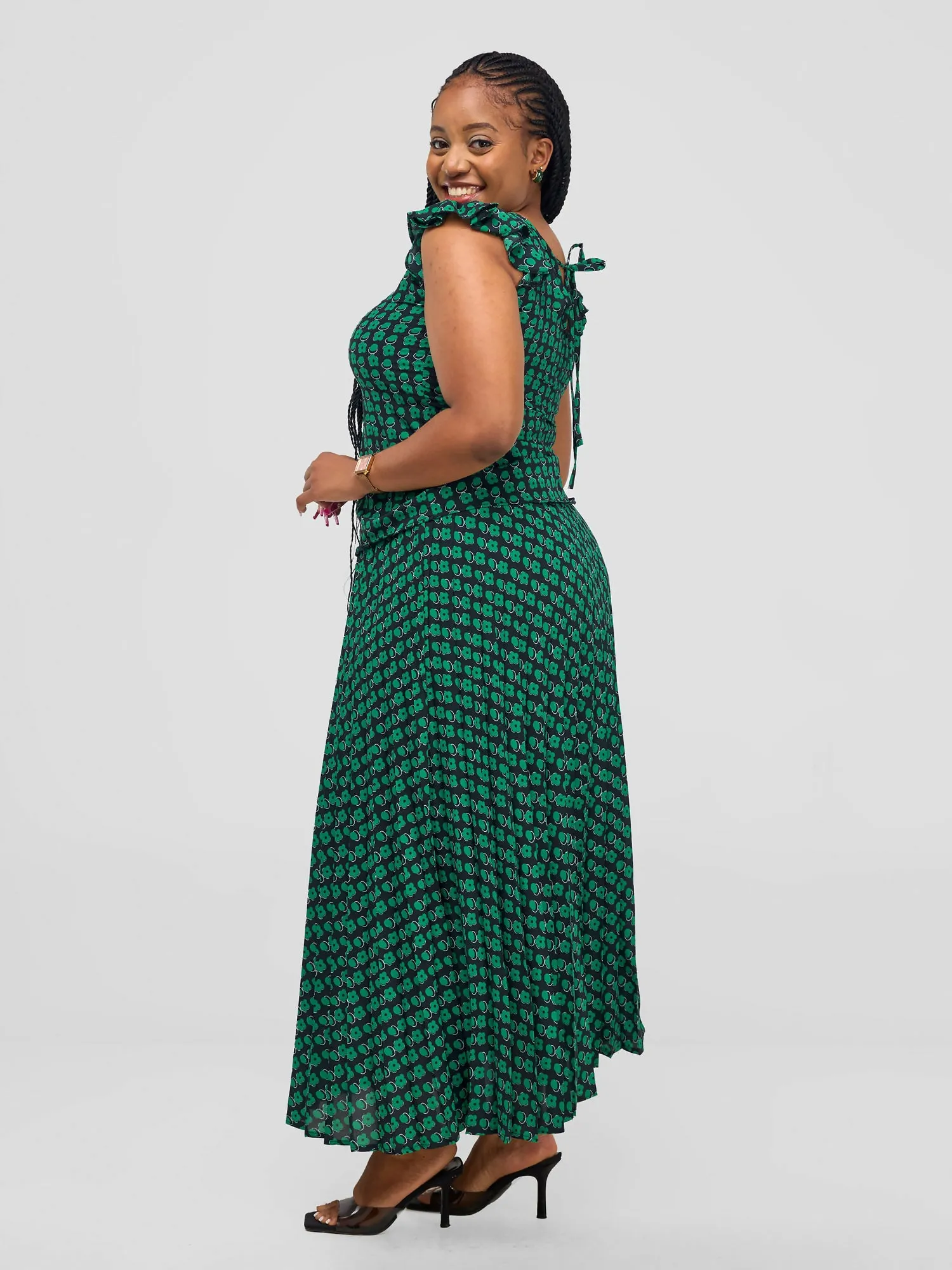 Laika House Floral Pleated Skirt Set - Green