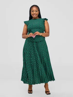 Laika House Floral Pleated Skirt Set - Green