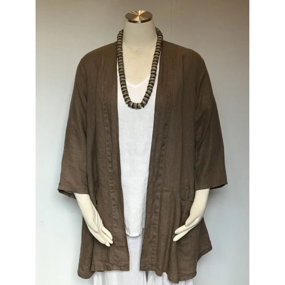Linen Pocket Cardigan (Available in Black, Coral, or Tan)
