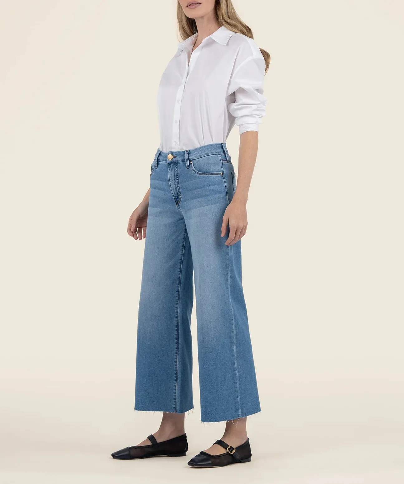 Meg High Rise Fab AB Wide Leg Raw Hem by Kut from the Kloth in Deference