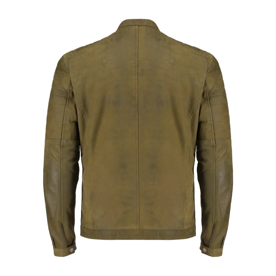 Mens Green Classic Fashion Buff Soft Real Leather Jacket